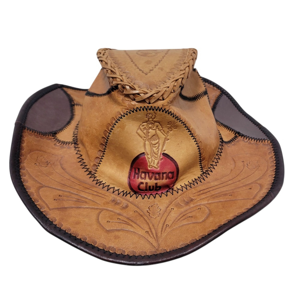 Havana Club Handmade Genuine Colorblock Leather Women's Hat